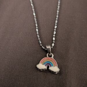 Sterling Silver Rainbow Charm Necklace 925